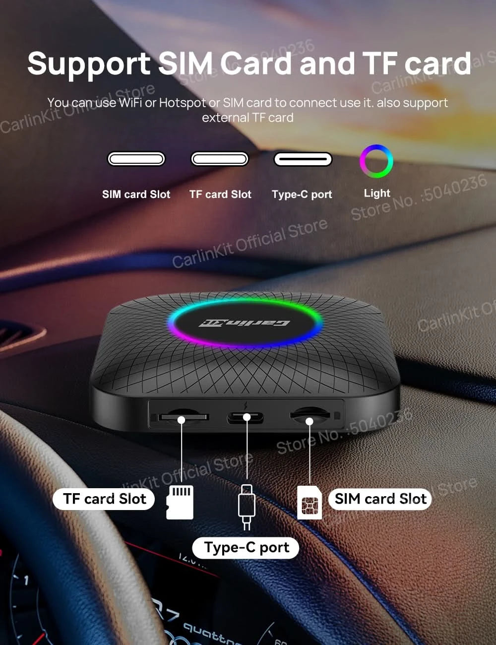 2026 CarlinKit CarPlay AI Box Android 13.0 SM6225 8-Cores Android Auto Wireless CarPlay Adapter 2.4+5GGPS 64G 128G FOTA Upgrade