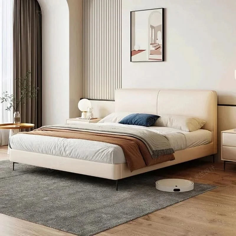 Hotel Modern Bed French Luxury High Quality Leather Fashionable Beds Confortable Solid Wood Bed Letti A Castello Home Furniture