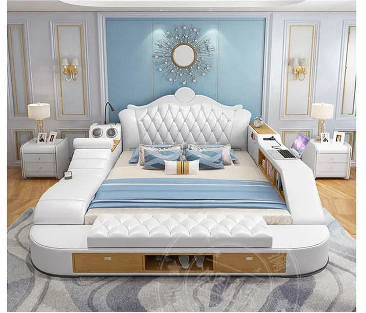 Headboard Storage Double Bed Queen Drawers King Size Smart Bed Luxury Princess Modern Letto Matrimoniale Bedroom Furniture