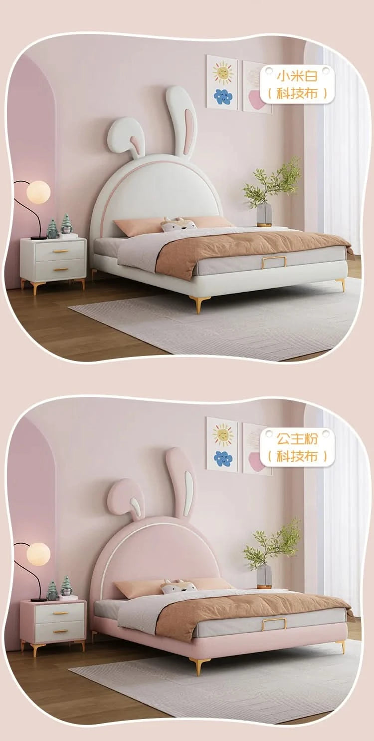 Children Room Bed Good Quality Rabbit Beds for Children Fabric Bed Simple Modern Soft Pack Bed Single Bed Bed for Girls