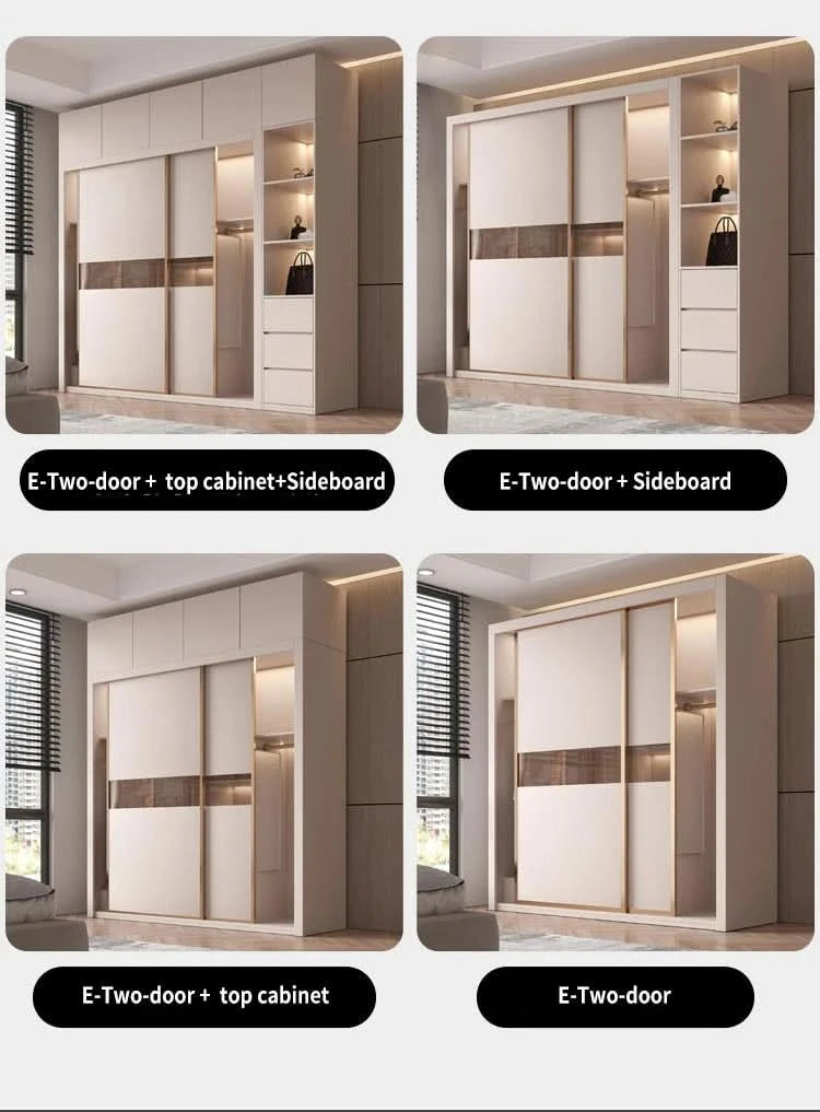 Sliding Door WardrobeNordic Modern Home Furniture Bedroom Desk Dresser In One Combination Light Luxury Corner Wardrobe furniture