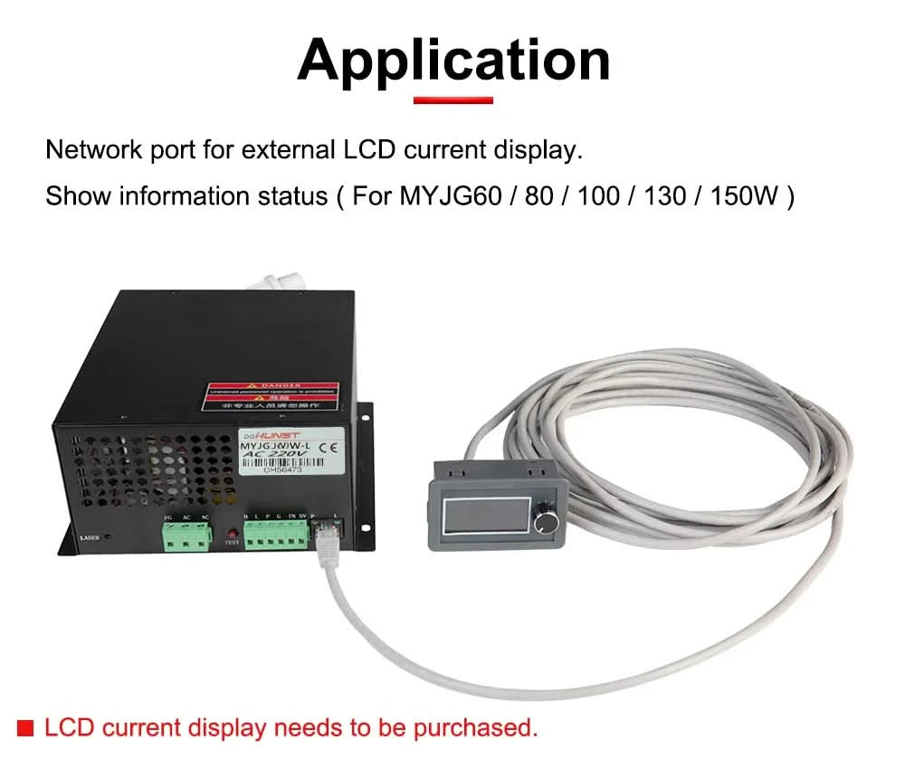 Hunst 130w CO2 Laser Power Supply MYJG-150W Suitable For 130~150w CO2 Engrag And Cutting Machine Glass Tube