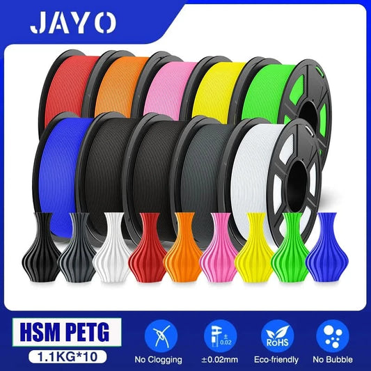 JAYO High Speed Matte PETG gemischte Farben 10 Rollen Filament 1,75 mm Ungiftig Blasenfrei Glatt Geeignet für 3D-Drucke