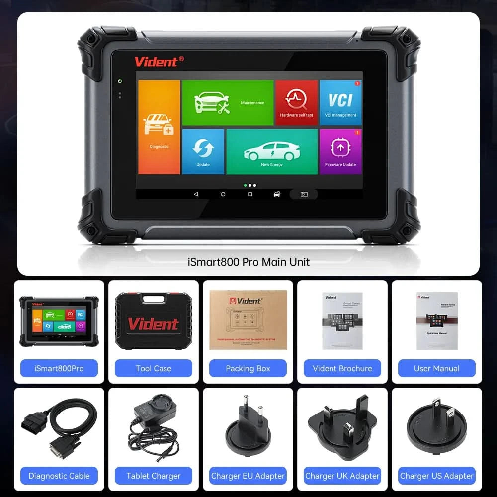 VIDENT iSmart800 Pro OBD2 Scanner Full System Car Diagnostic Tool Key Programming Bi-Directional Control 40+ Reset CAN FD& DoIP