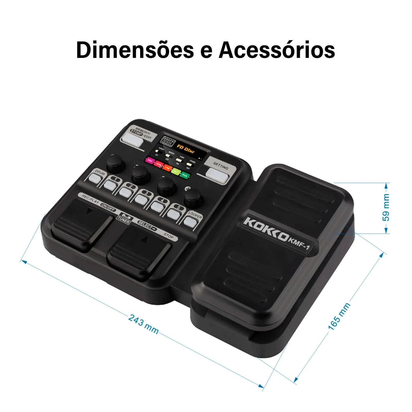 KOKKO KMF-1 Guitar Pedal Synthesized Effect 18 Amp Models IR 512 Dot Sampling Drum Machine and Loop Function Guitar Accessories