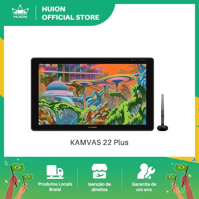 HUION Kamvas 22 Plus Graphic Pen Display Digital Art Painting Tablet QD Monitor 21.5 inch with Anti-glare Etched Glass 140%sRGB