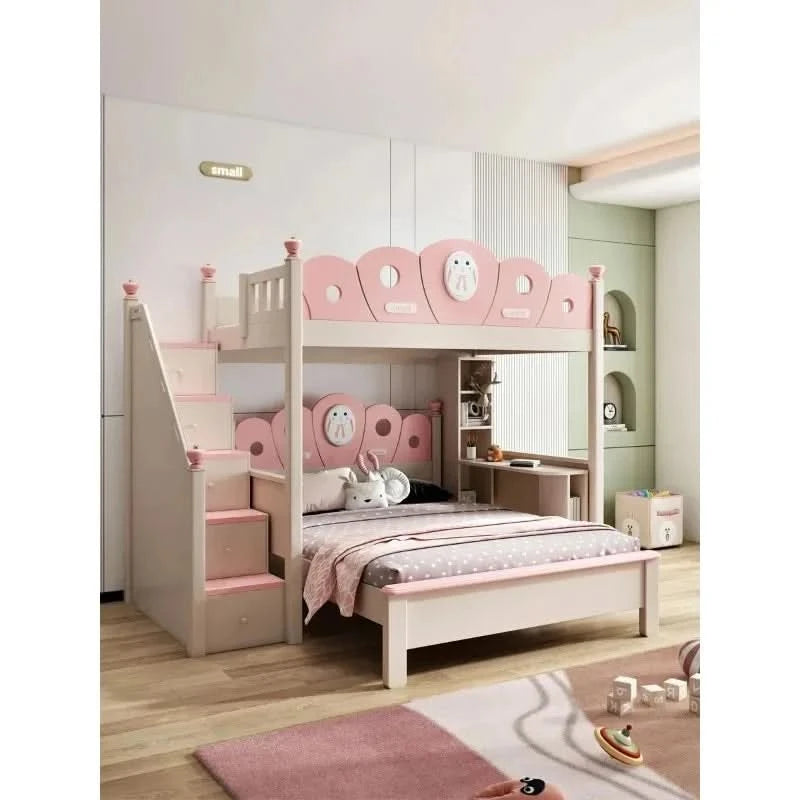 Bed with Wardrobe, Bunk Beds with Slide and Steps,children Bedrooms High Bed, Mebles Enfan, Kids Room Furniture