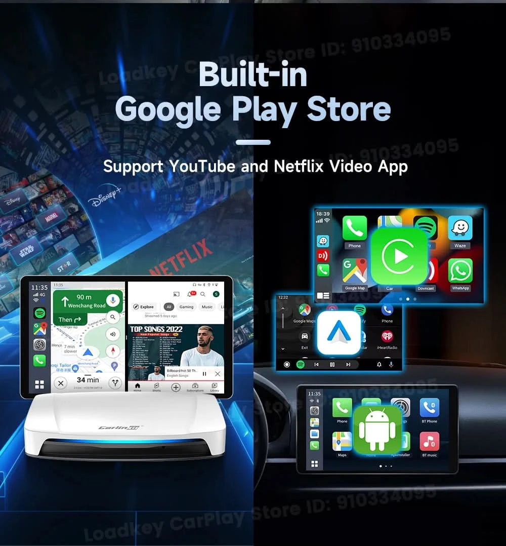 Carlinkit HDMI Output Car Tv Mate Carplay Qualcomm 6225 8-Core Android Auto Wireless Adapter Support Youtube Gps Split Screen