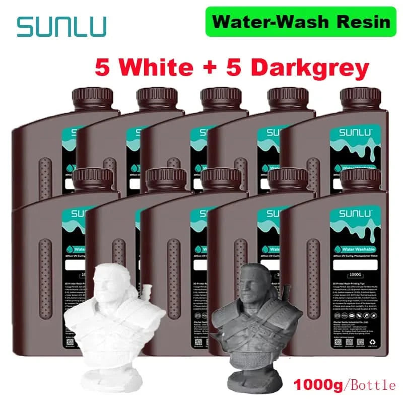 SUNLU 10KG  Standard / Water-Wash 3D Resin 405nm UV Resin For most SLA/DLP/LCD 3D Printer Material UV Sensitive 1kg