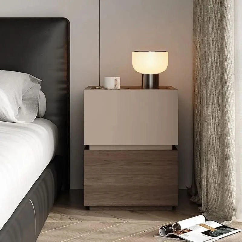 Wood Bedside Table Storage Modern Household Drawer Storage Light Luxury Bedroom Solid Wood Bedside Cabinet Locker Furniture