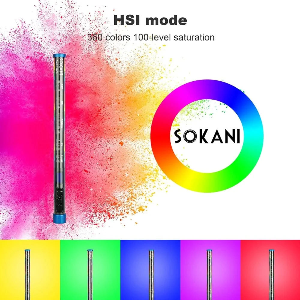 Sokani X25 RGB LED Video Light Handheld Tube Wand Stick Light CTT Photography Lighting 3000mAh APP Control for YouTube Tiktok