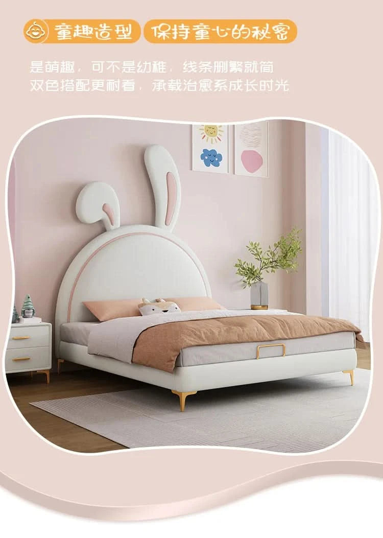 Children Room Bed Good Quality Rabbit Beds for Children Fabric Bed Simple Modern Soft Pack Bed Single Bed Bed for Girls