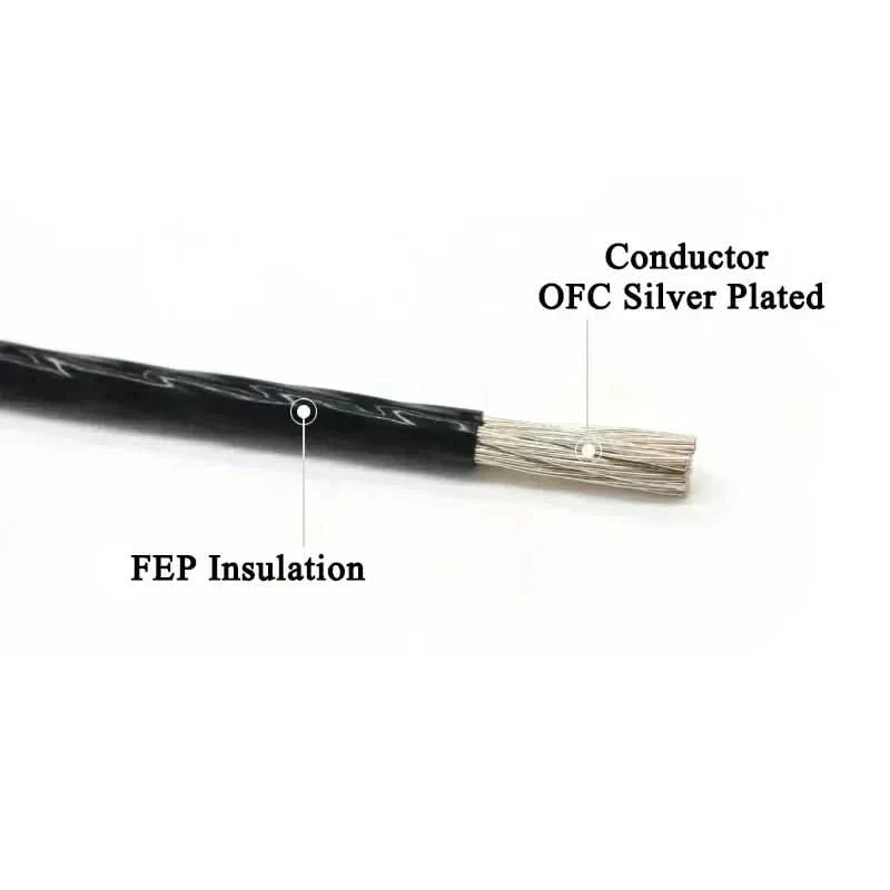 1m Silver Plated FEP Insulated Electronic Wire High Purity OFC 0.05 0.08 0.12 0.2 0.35 0.5 1 2 4 6 10mm HiFi Signal Copper Cable
