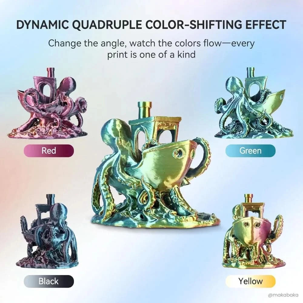JAYO 3D Multicolor 4-Color Silk PLA+ Filament Bundle Silk PLA+ 3D Printer Filament 1.75mm +/- 0.02mm Shiny Silk Texture 2Rolls