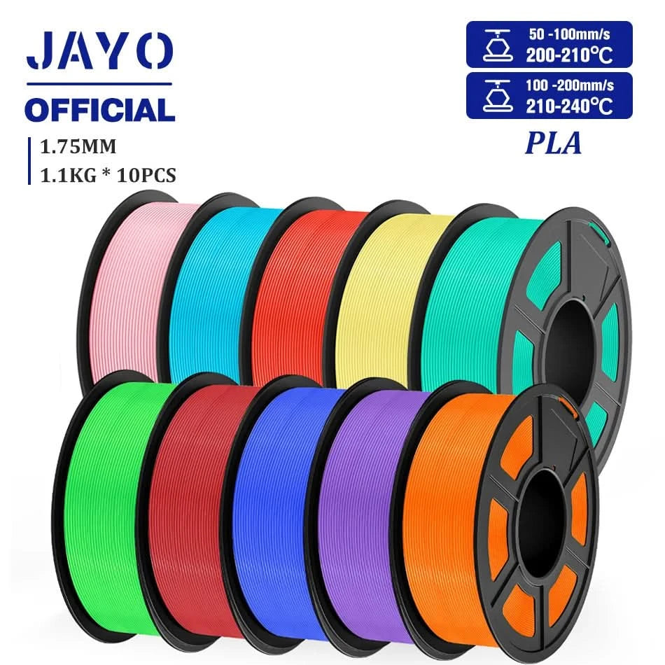 JAYO PLA Filament 1.75MM 10Rolls/set PLA 3D Printer Filament Multicolor For FDM 3D Printers Neatly Wound 3D Printing Materials
