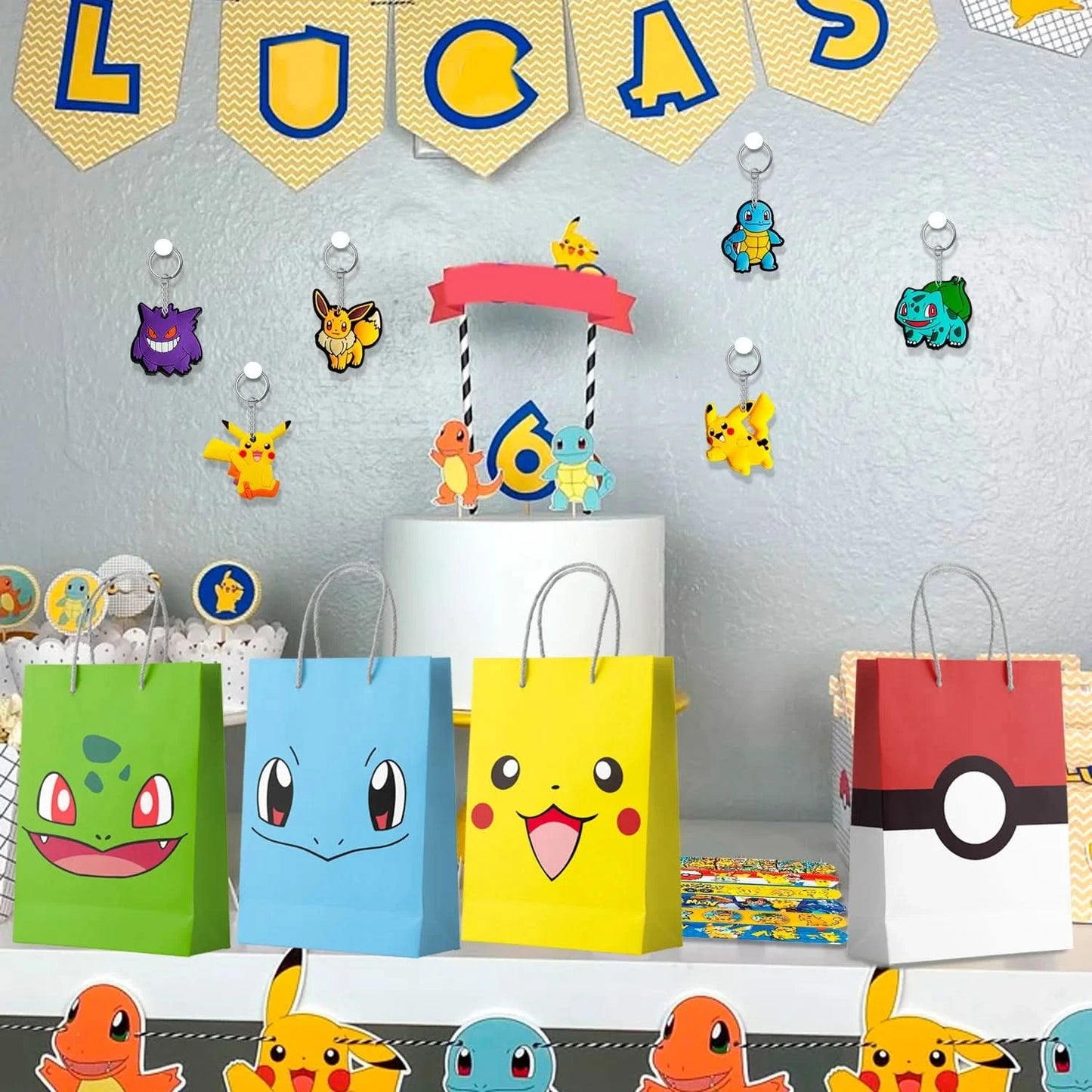 Pokemon Birthday Party Favors for Kids,110pcs Pokemon Party Supplies-Pikachu Goodie Bag Badges Sticker etc Pokemon Party Favors