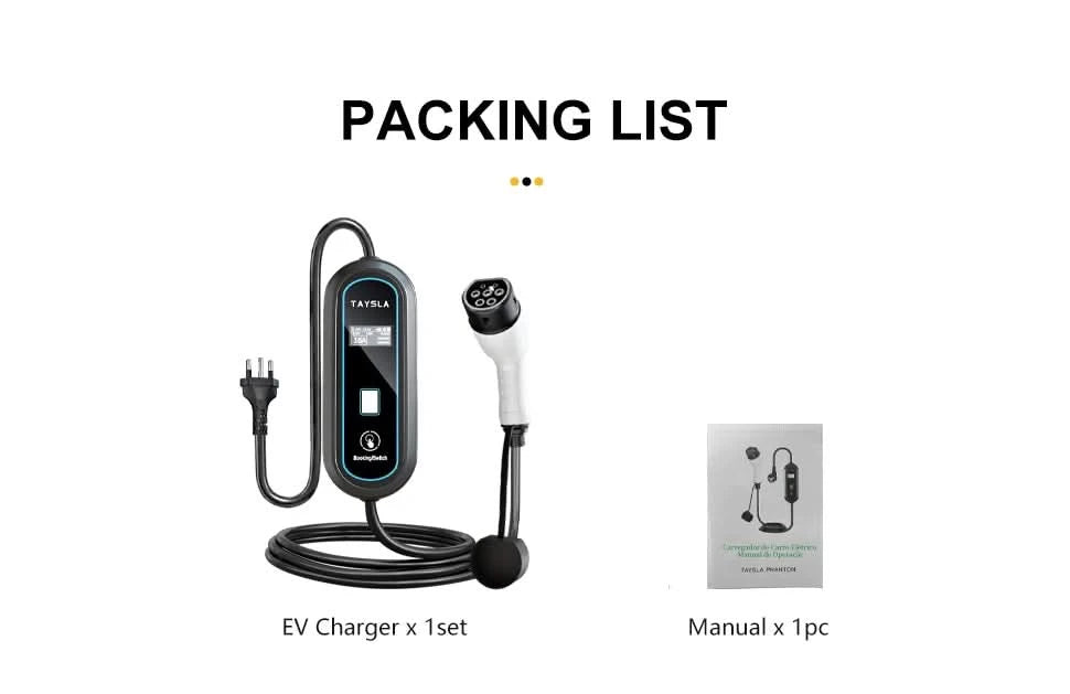 TAYSLA Type 2 Portable Electric Vehicle Charger 3.5KW Brazilian Electric Vehicle Charging Cable Plug