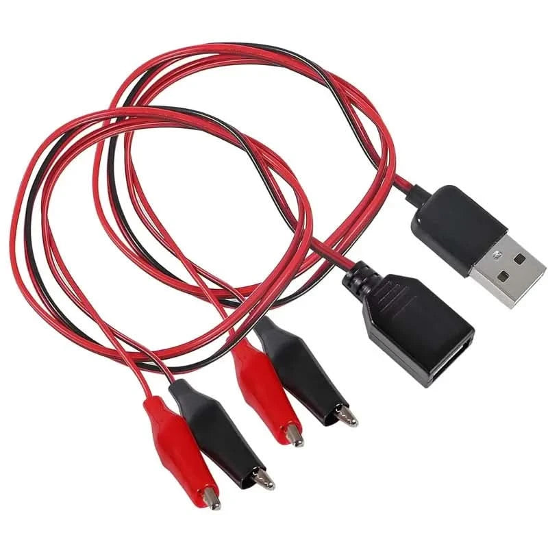 2pcs USB to Alligator Clip Adapter Cable Male Female USB to Alligator Clip Probe USB Cables with Alligator Clip for Circuit Test