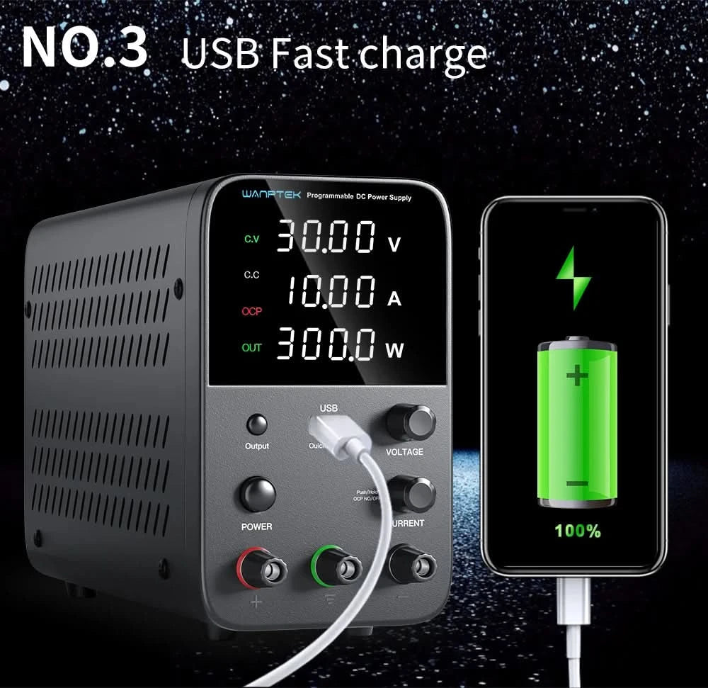 Wanptek Adjustable DC power supply 30V 10A 60V 5A Lab Bench Power Source Stabilized Power Supply Voltage Regulator Switch 220V