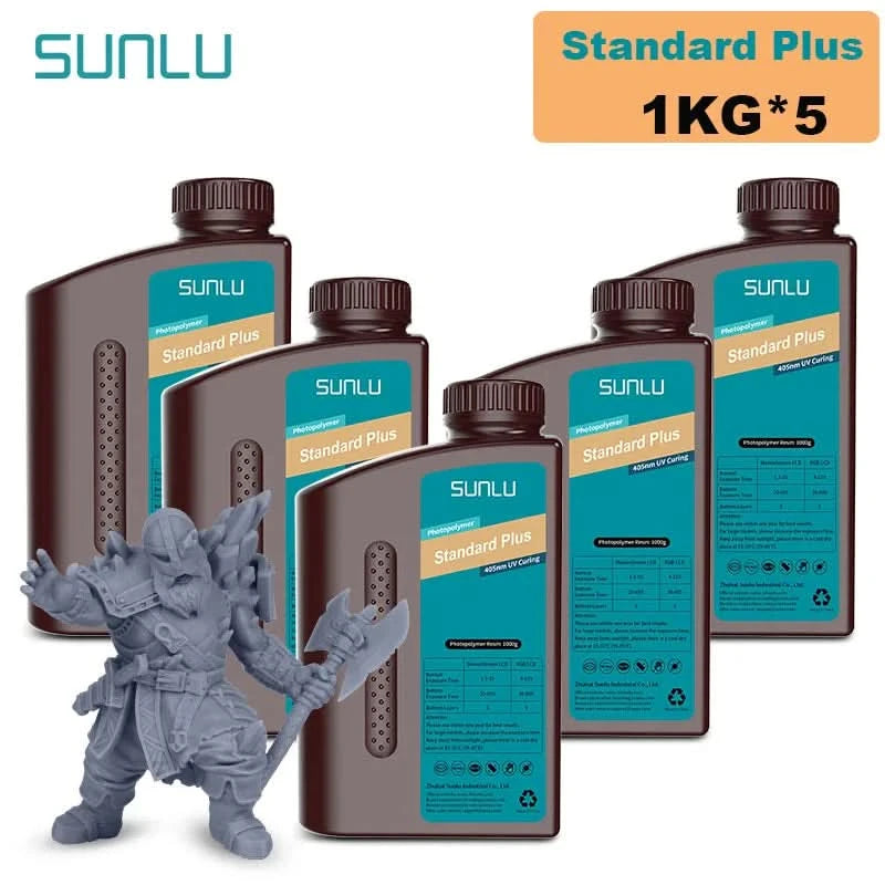 SUNLU 5KG Standard Plus/14K Standard Resin 1KG/Bottle 405nm Rapid UV-Curing Photopolymer Resin For LCD 3D Printer Material