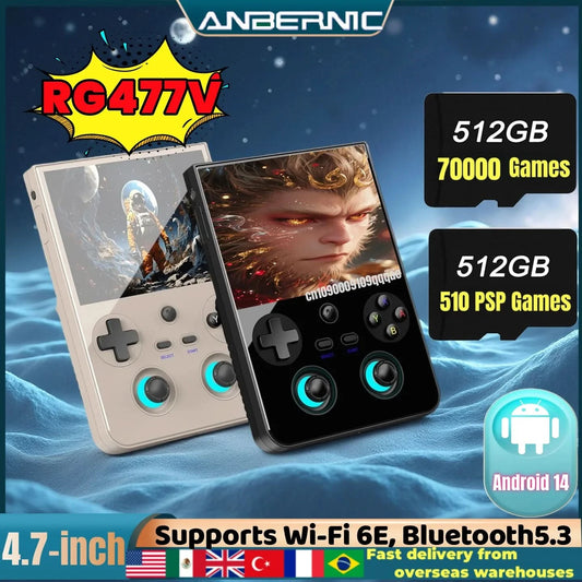 Anbernic RG477V Retro Handheld Video Game Console 4.7 LTPS In-Cell display Android14 5G SOC chip Video Player PSP PS2 RG 477V
