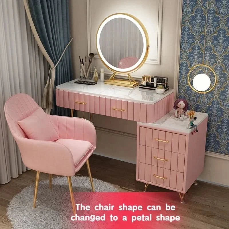 Modern Drawers Dressing Table Makeup Mirror Service Girl Pink Computer Vanity Table Living Room Vestidores Postmodern Furniture