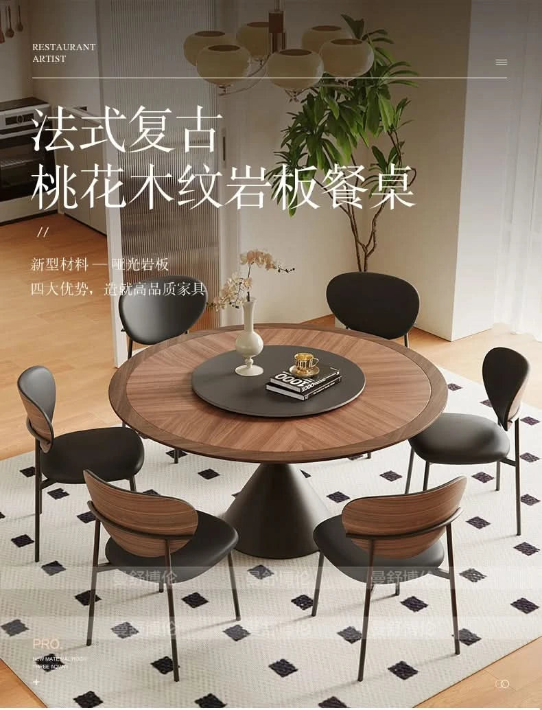 6 People Turntable Dining Table Vintage Legs Metal Design Round Coffee Table House Breakfast Juegos De Comedor Furnitures
