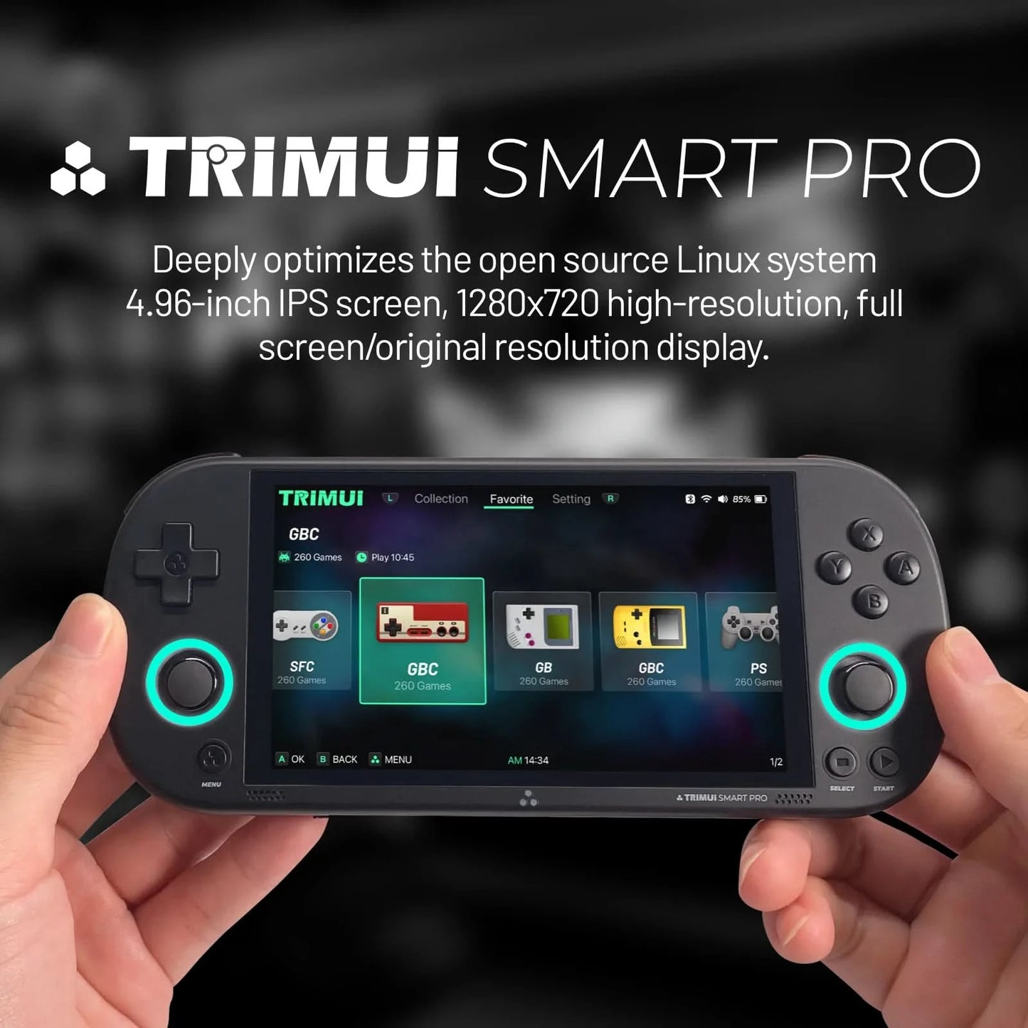 Trimui Smart Pro Handheld Game Console Linux System 4.96''IPS ScreenJoystick RGB Lighting Smartpro Retro Video Game Player Gift
