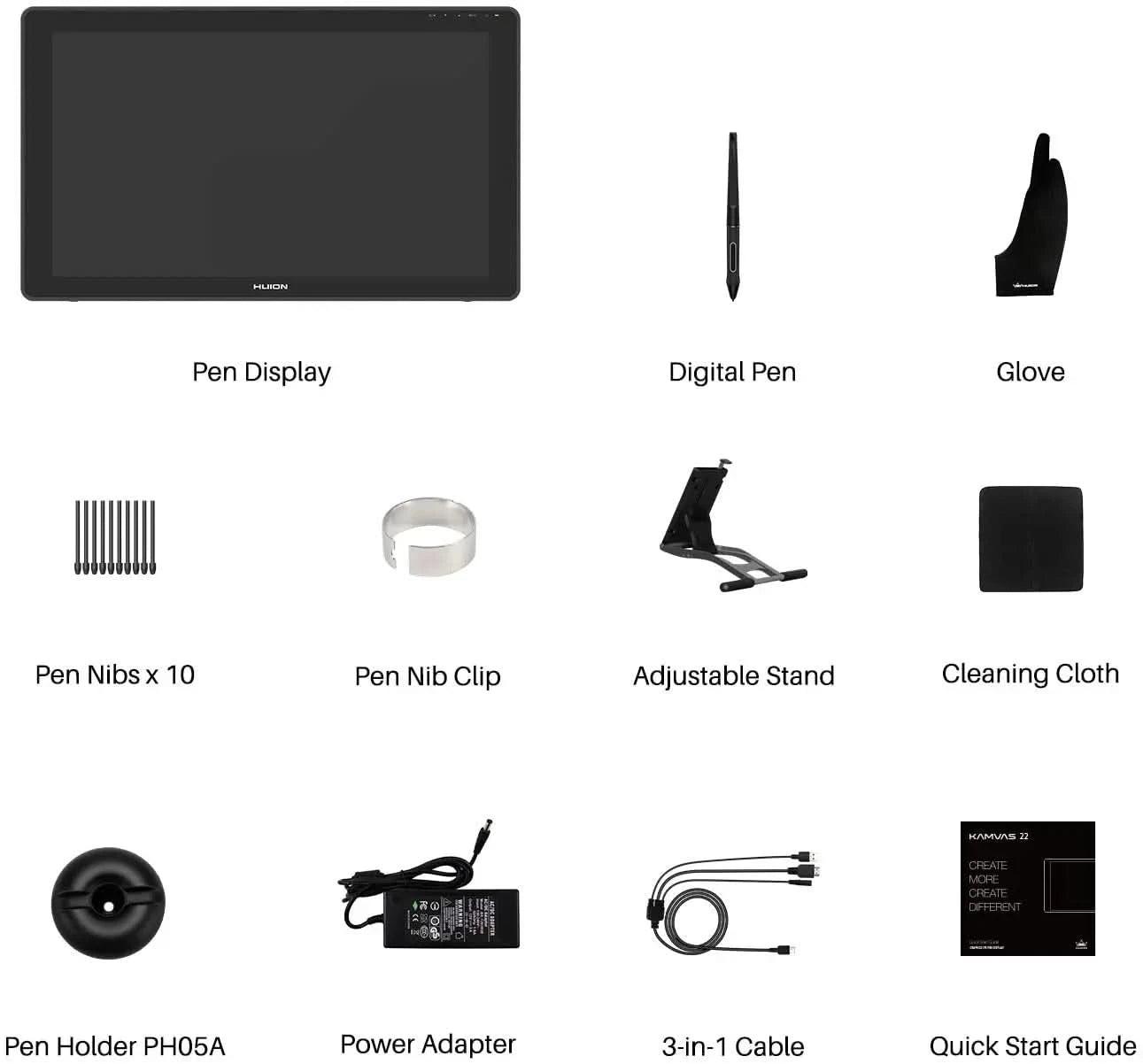 HUION Kamvas 22 Graphic Pen Tablet Monitor Pen Display 21.5 Inch Anti-glare Screen 120%s RGB Windows Mac And Android Device