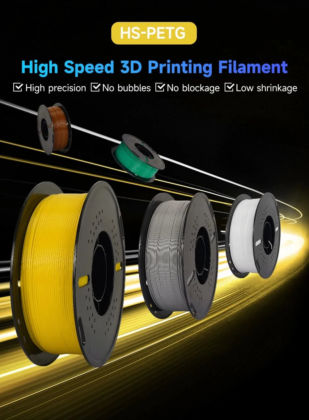KINGROON Newest PETG HS-PETG 3D Printer Filament 1.75mm High Speed 3D Printinng Material Hyper PETG 5KG 10KG Mix Color ﻿