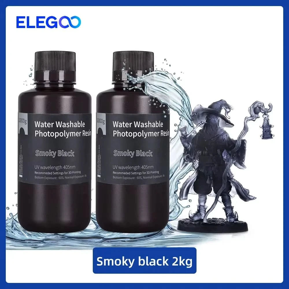 ELEGOO Water Washable 3D Printer Resin LCD UV-Curing Resin 405nm Standard Photopolymer Resin for LCD 3D Printing 1000g 8 Colors