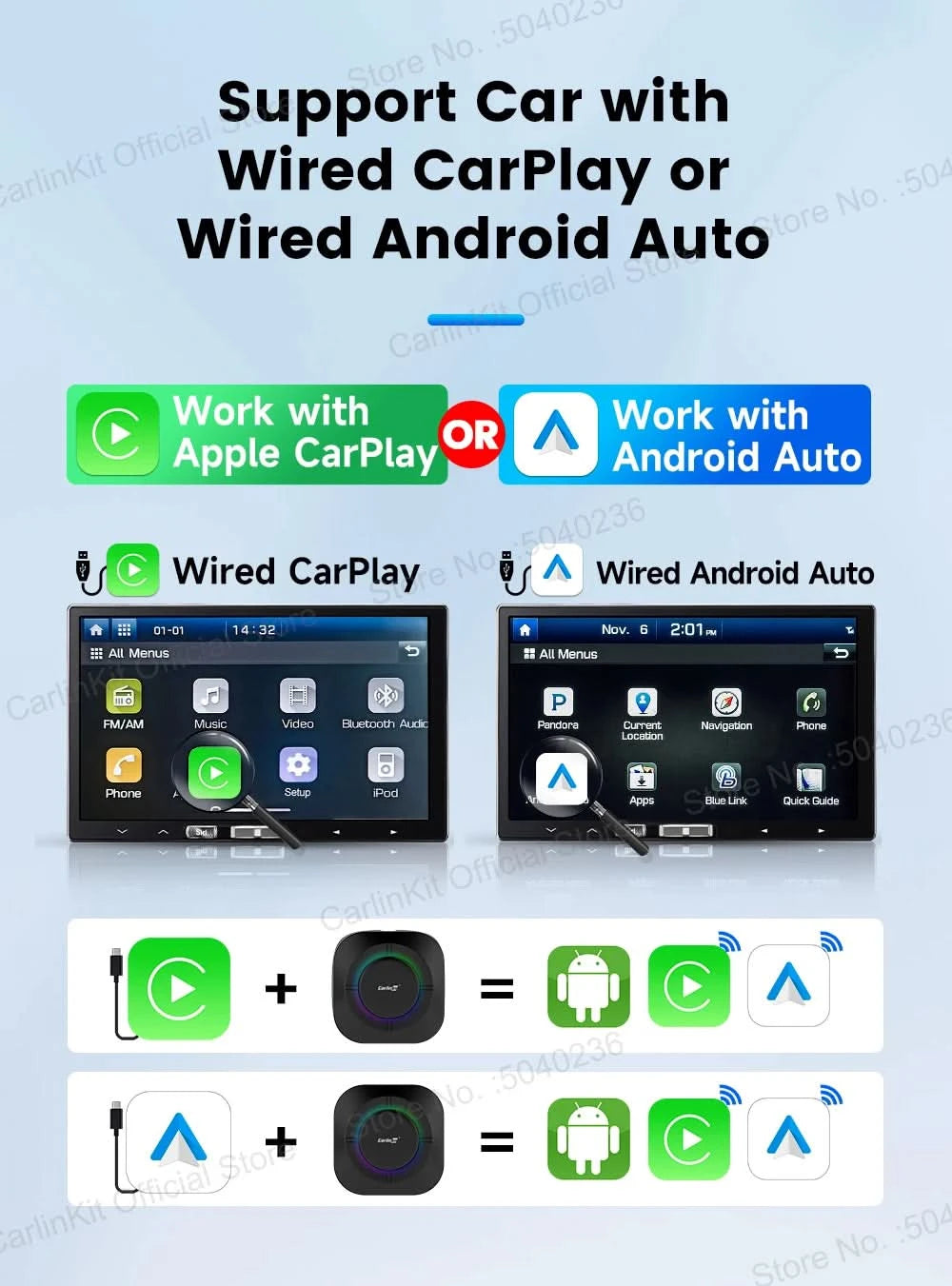 CarlinKit S2 CarPlay Ai Box LED Android 13 Streaming Box 64G/128G Qualcomm 8-Core Split Screen Car Intelligent System Play Video