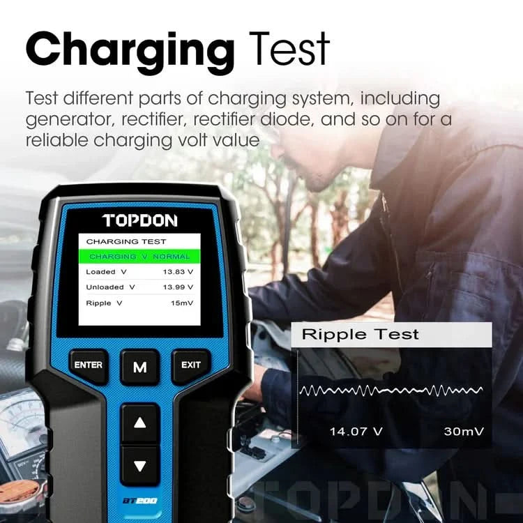 TOPDON BT200 12V 24V Car Battery Tester Battery Load Tester Battery Analyzer Car Truck Mechanics Repair Auto Diagnostic Battery