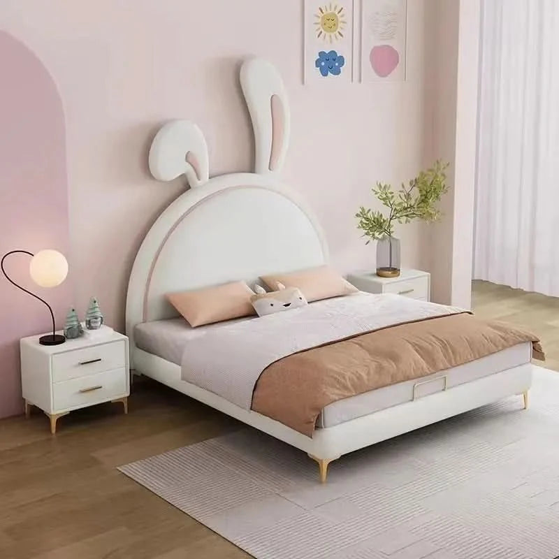 Children Room Bed Good Quality Rabbit Beds for Children Fabric Bed Simple Modern Soft Pack Bed Single Bed Bed for Girls