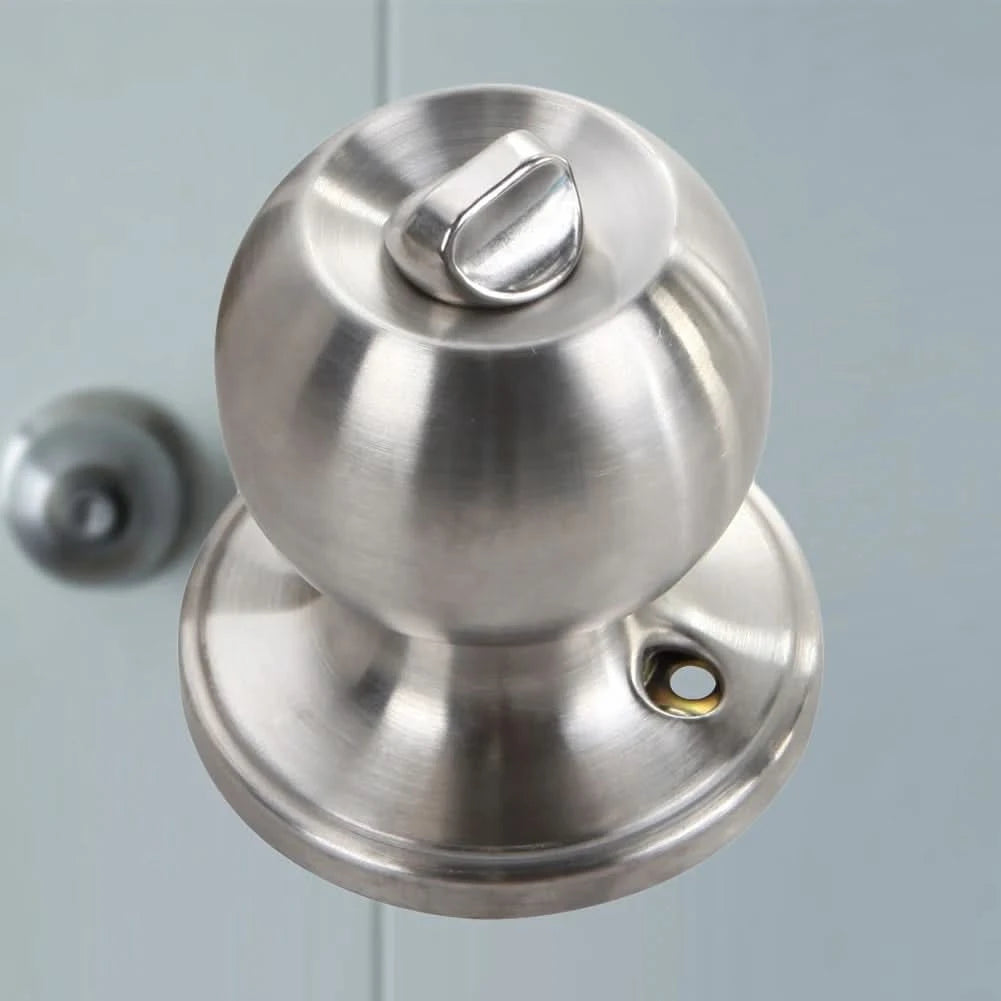 Door Handle Knob Stainless Steel Rotation Round Door Knobs Handle Entrance Passage Lock with Three Keys Round-shape Locking Gear