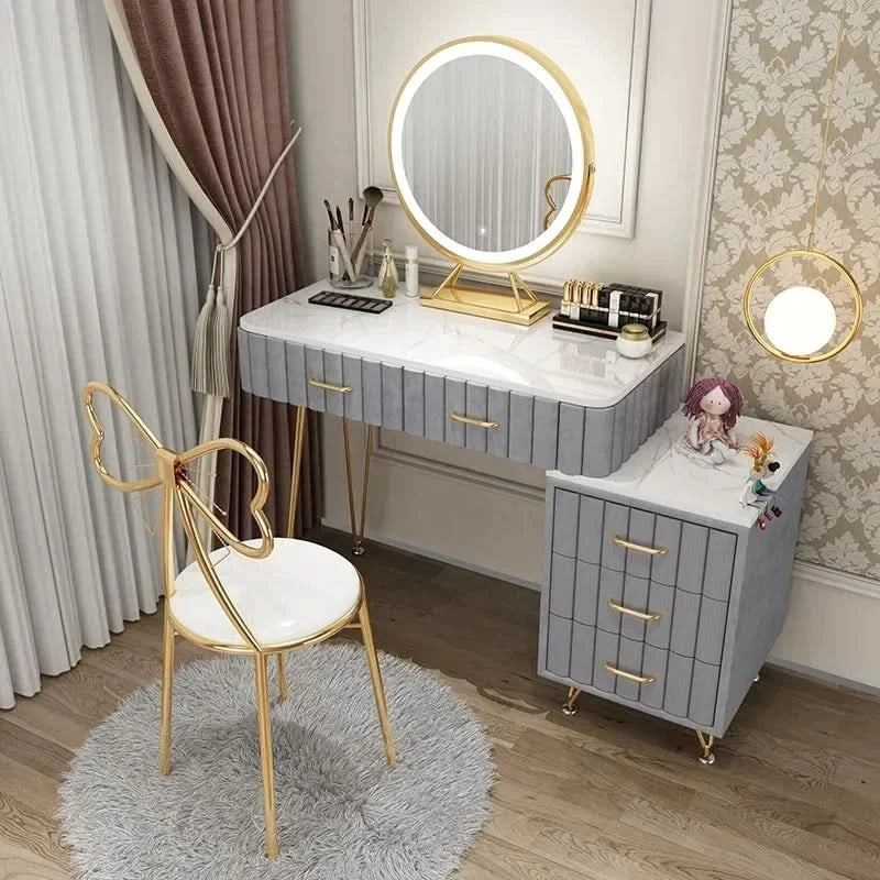 Modern Drawers Dressing Table Makeup Mirror Service Girl Pink Computer Vanity Table Living Room Vestidores Postmodern Furniture