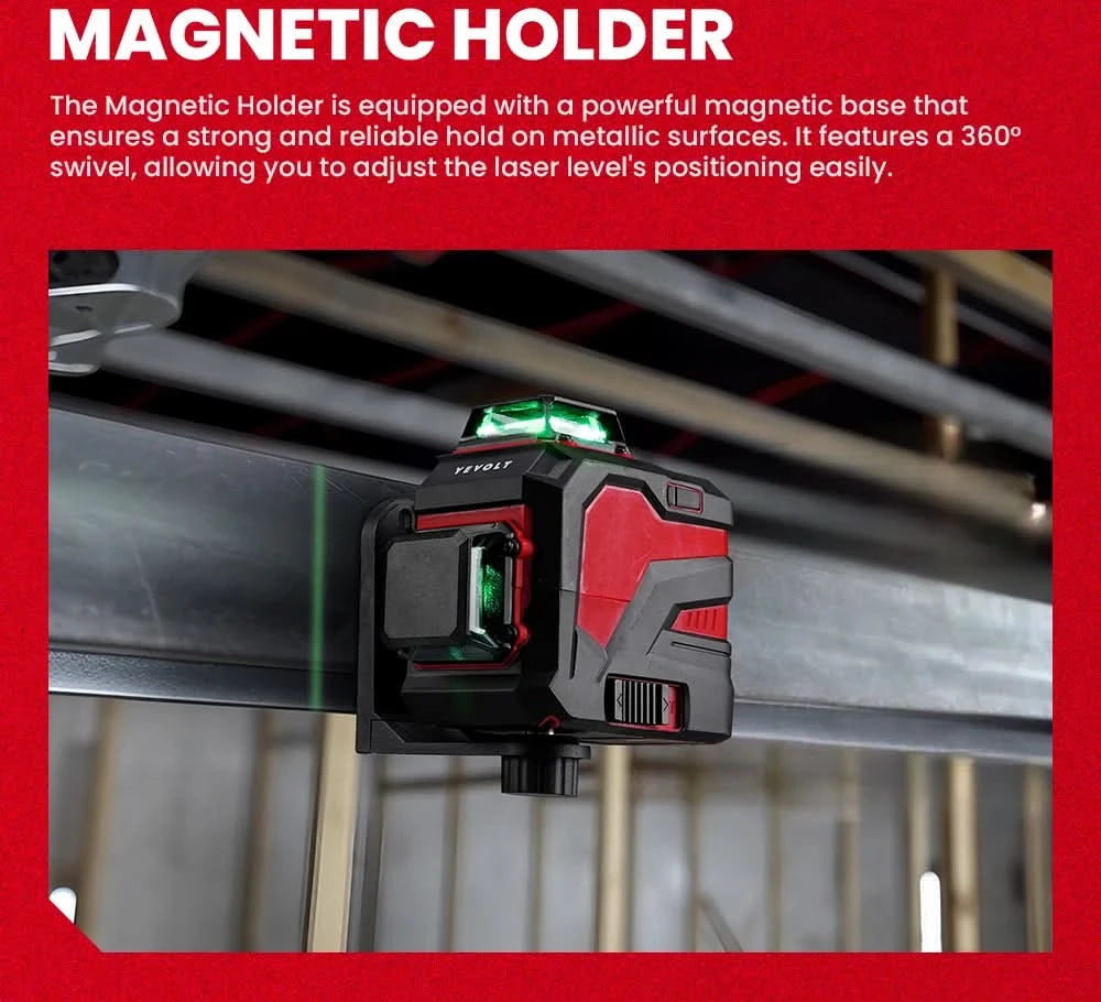 YEVOLT Laser Level Green 12/16-Line 3/4-Plane Self-leveling 360 Horizontal & Vertical Accurate Measuring Tool-YVGLL4XS-Series