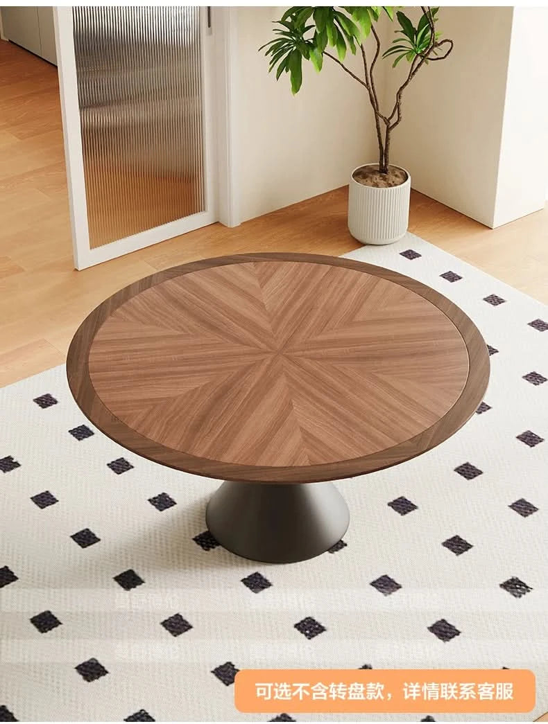 6 People Turntable Dining Table Vintage Legs Metal Design Round Coffee Table House Breakfast Juegos De Comedor Furnitures