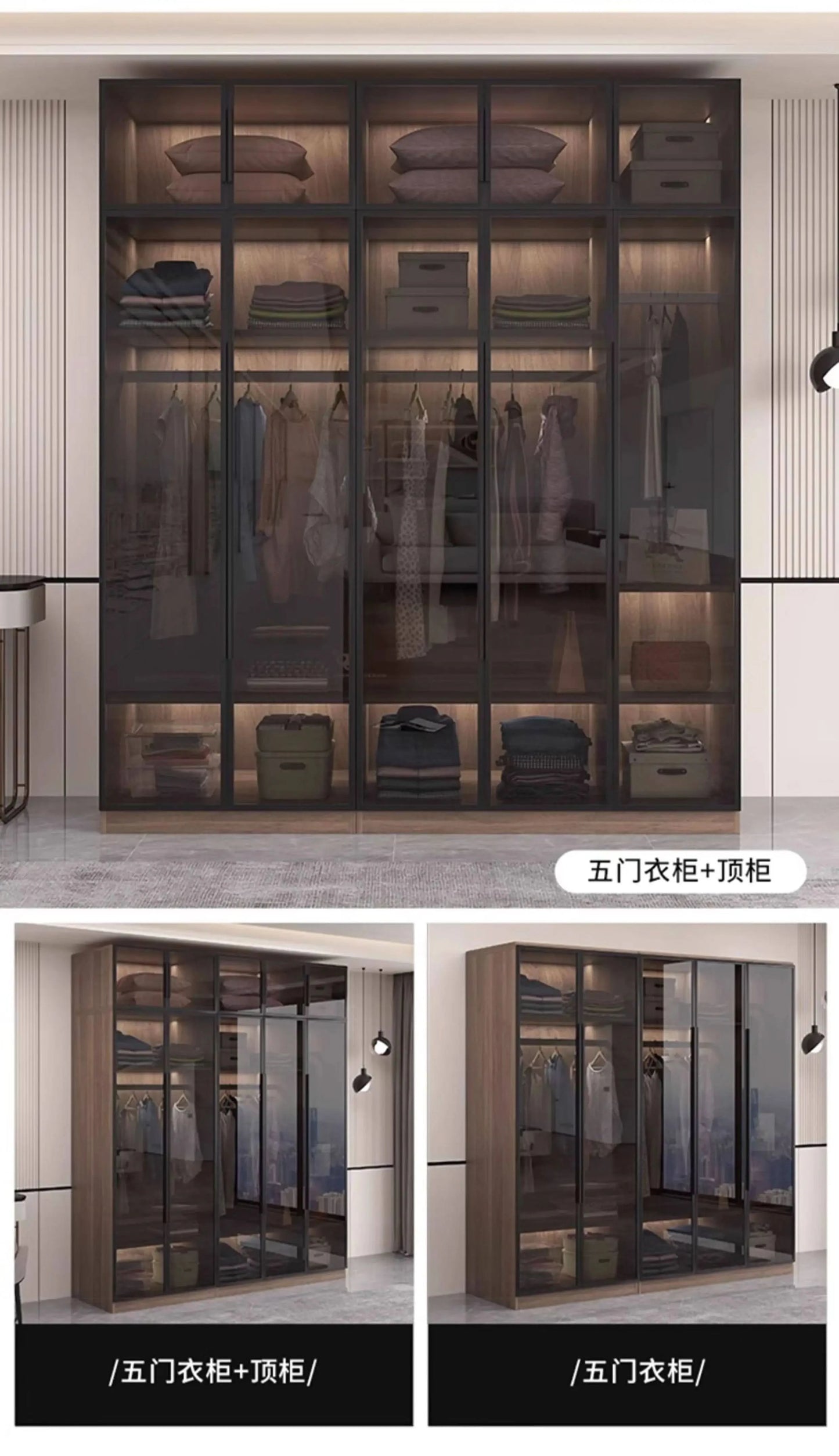 Glass light luxury corner cloakroom wardrobe Double clothes closet cabinets and wardrobes Cabinet dressing clothe home furniture