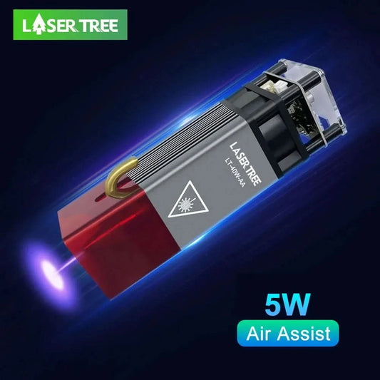LASER TREE 5W Lasermodul mit Air Assist 10W Hochleistungs-TTL-Blaulicht-Laserkopf für DIY-CNC-Lasergravur-Schneidemaschine