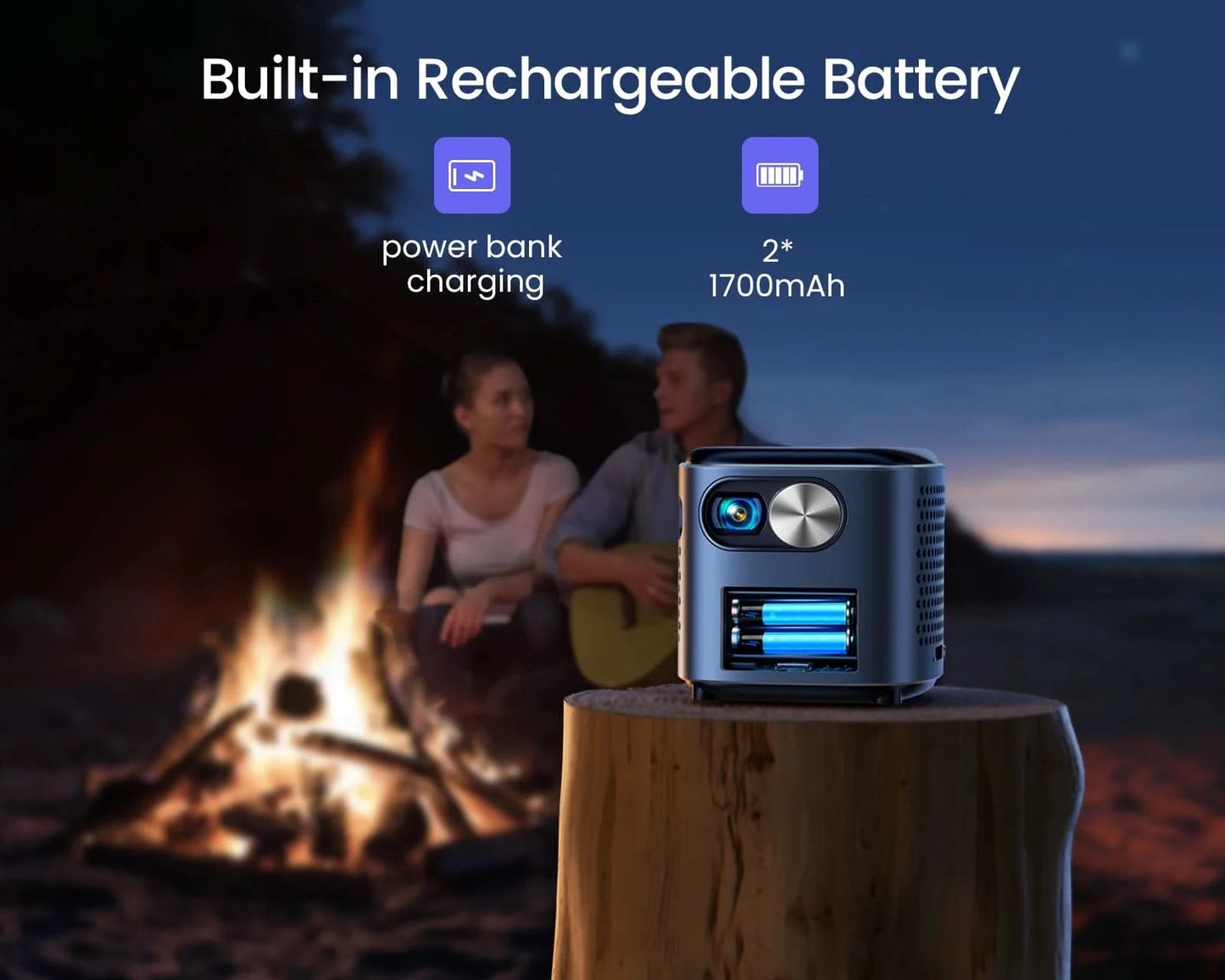 Wimius DLP Mini projector 1080P HD Supported 400ANSI Android TV WIFI Bluetooth Outdoor Portable Pocket Projector with Battery