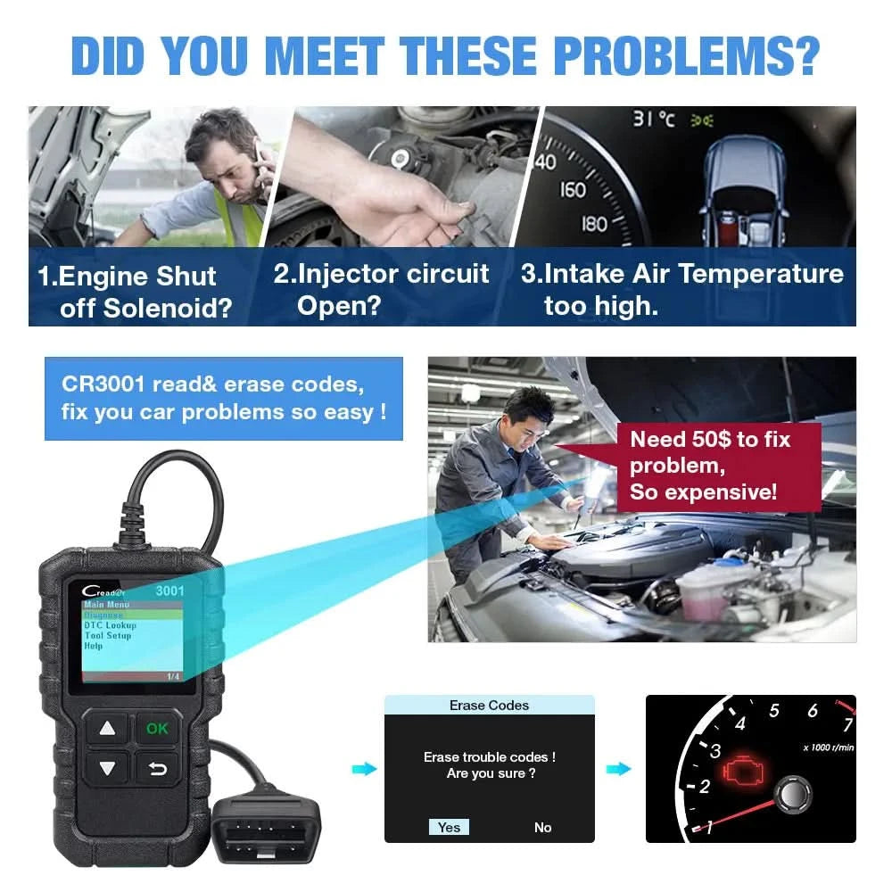 LAUNCH X431 CR3001 OBD2 Scanner Automotive Car Full OBD2 Diagnostic Tool Code Reader Scanner Free Update PK ELM 327