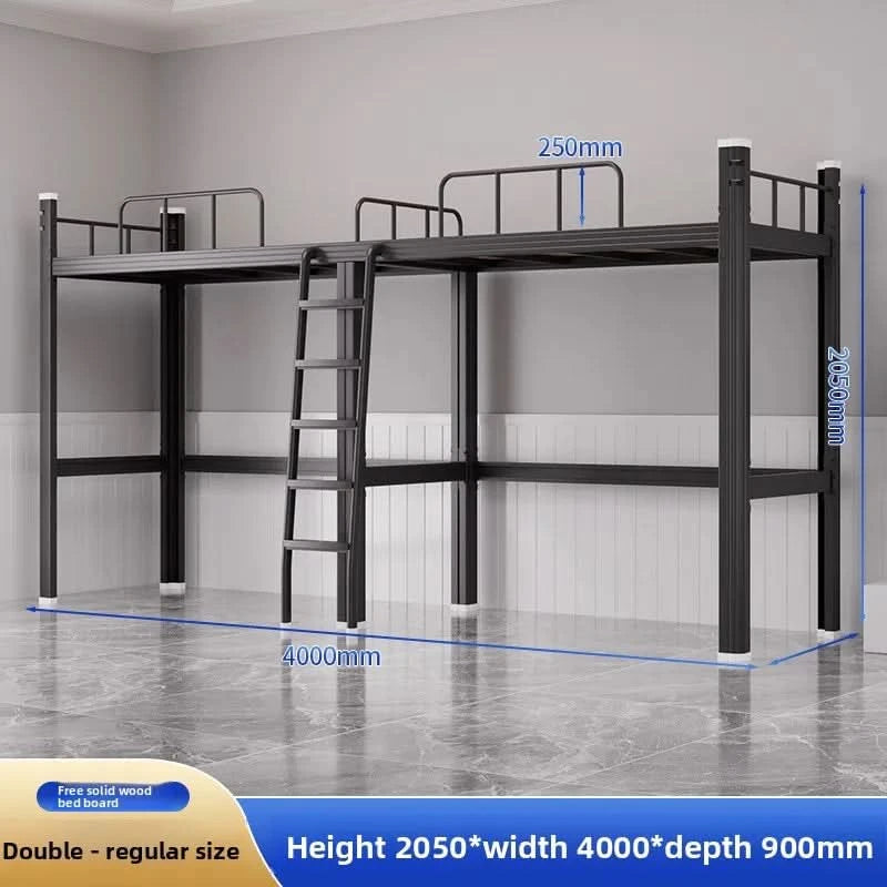 Upper Bed Lower Table Combined Bed College Dormitory Elevated Bed Small Apartment Household Wrought Iron Bed Apartment Bed