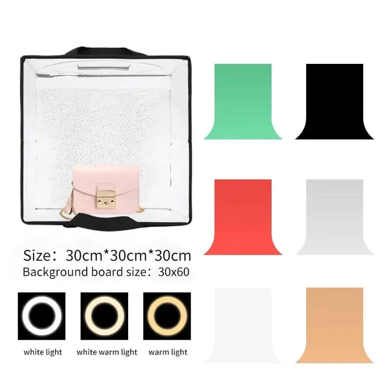 Photo Light Studio Soft Boxes Portable Foldable Dimmable Photography Table Shooting Tents Kit With 3Pcs Background Board