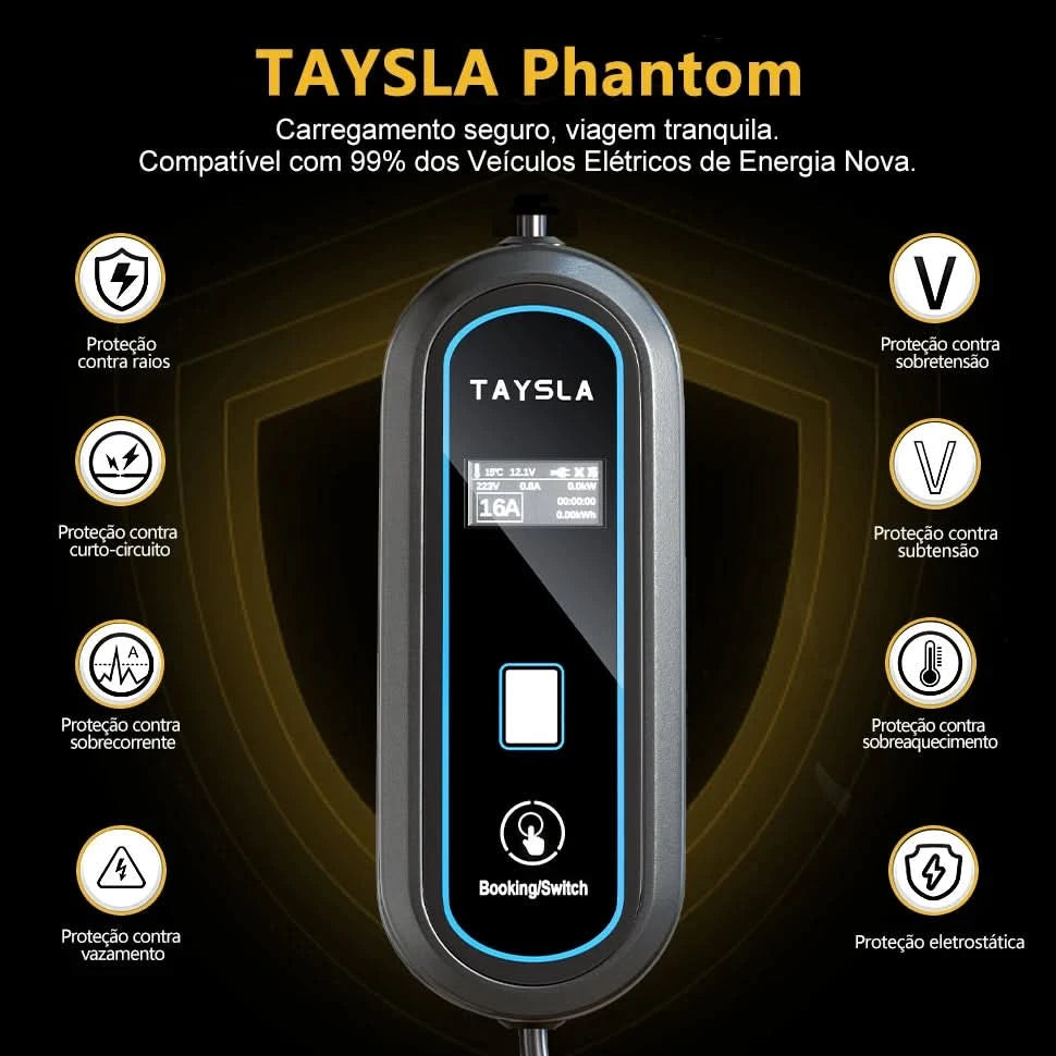 TAYSLA Type 2 Portable Electric Vehicle Charger 3.5KW Brazilian Electric Vehicle Charging Cable Plug