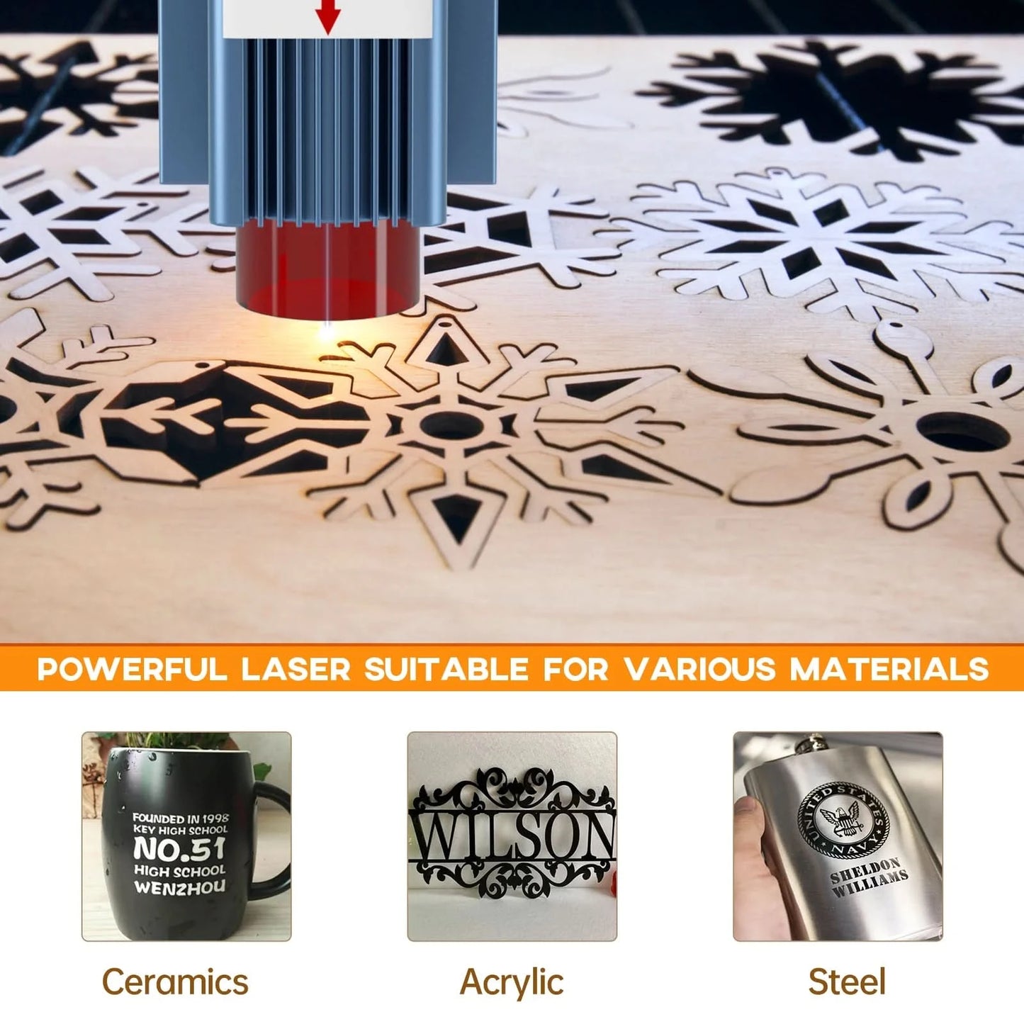 SCULPFUN S9 Laser Machine 90W CO2 Laser Effect Engraving Cutting Tool High Accuracy 410x420mm Carving Quick Assembly
