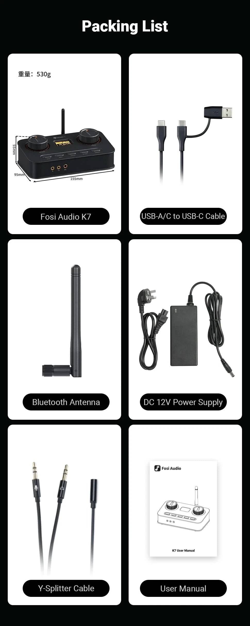 Fosi Audio K7 HiFi DAC & Headphone Amplifier, AKM4493ESQ DAC Chip, PCM 384kHz/32Bit & DSD256, Mic Input USB Audio DAC for Gaming