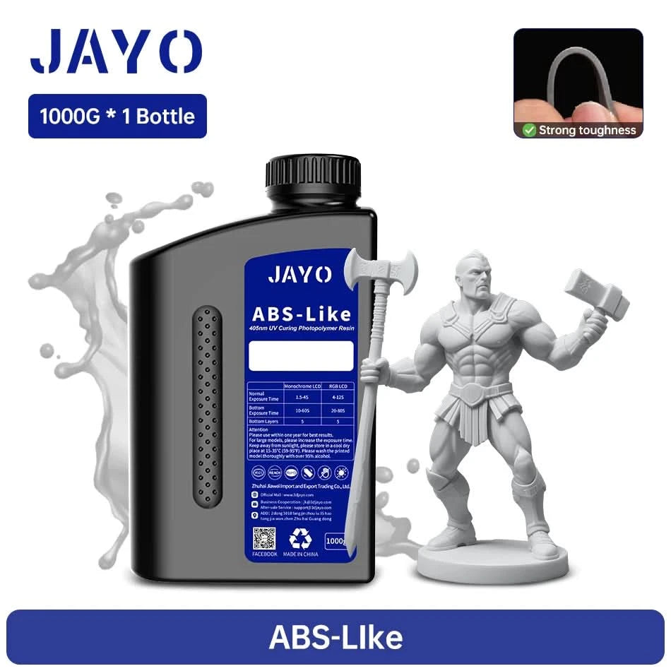 JAYO UV Resin ABS Like/Standard/Plant based/Nylon Like/Water-Wash 1KG 405nm Liquid Rapid UV Curing For LCD 3D Printing Material