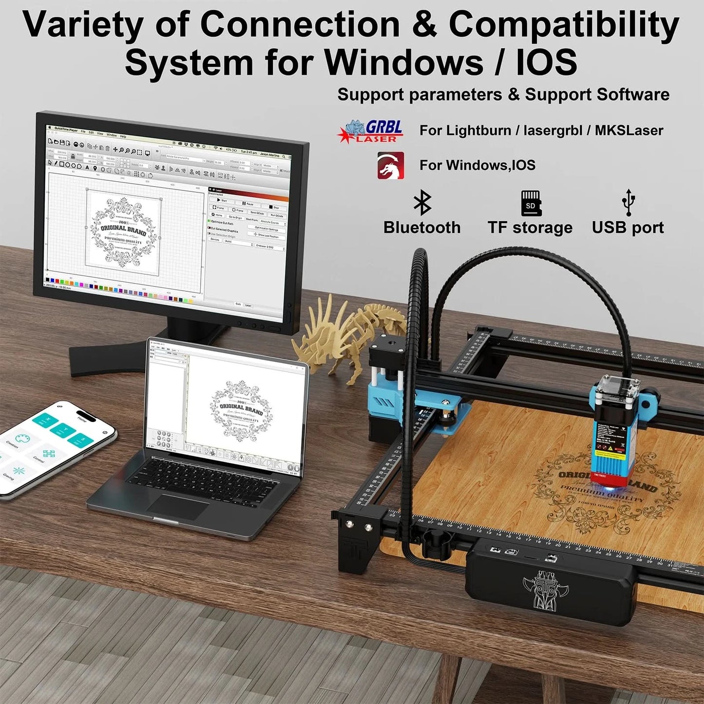 Twotrees 40W/80W Woodworking CNC Laser Engraver TTS PRO Wifi APP Control Metal Glass Ceramic Engraving Wood MDF Acrylic Cutting