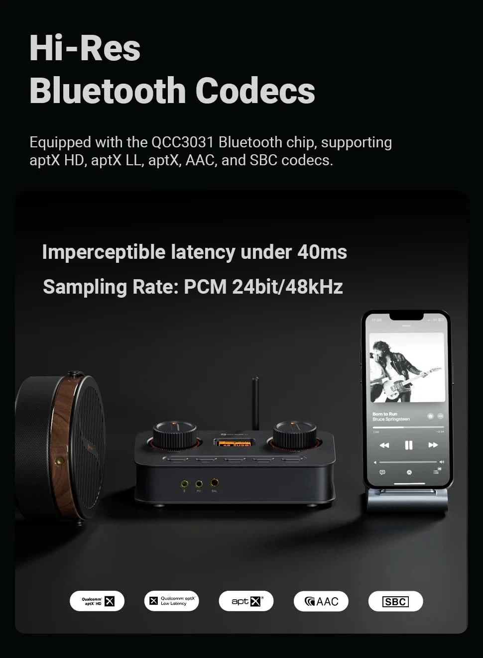 Fosi Audio K7 HiFi DAC & Headphone Amplifier, AKM4493ESQ DAC Chip, PCM 384kHz/32Bit & DSD256, Mic Input USB Audio DAC for Gaming